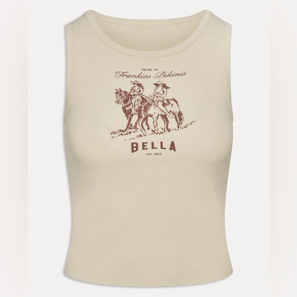 Frankie’s Bikini x BELLA HADID Reno Tank Top Cotton Large Yellow Western Graphic